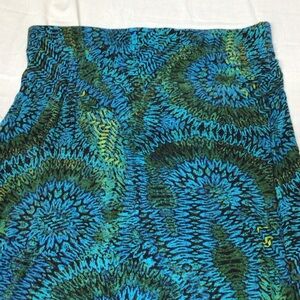 Christopher & Banks Blue and Green A-Line Skirt